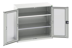 Verso Glazed Clear View Storage Cupboards for Tools with Shelves Verso 1050W x 550D x 1000H Window Cupboard 2 Shelves
